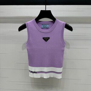 Prad black round neck knitted vest